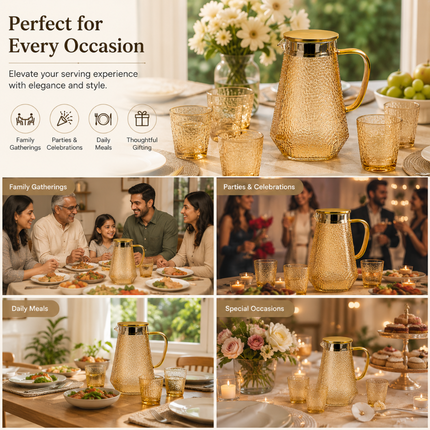 Premium Glass Jug and Glass Set Pack of 7(Model D)