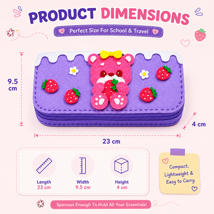 DIY Felt Pencil Case Sewing Kit for Kids with Zipper (Bear)