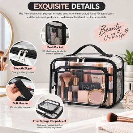 Transparent Makeup Bag for Women, Large Cosmetic Organizer, Travel Bag
