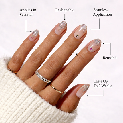 Ready to use Acrylic gel nails- Peach with rhineston (P012-06)
