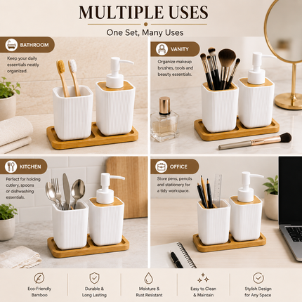 Bathroom Countertop Accessories Set (White)