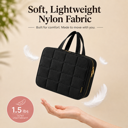 Foldable Travel Jewelry Organizer with Multiple Zip Pockets(Black)