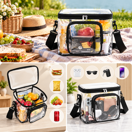 Transparent PVC Crossbody Bag with Zipper & Adjustable Strap