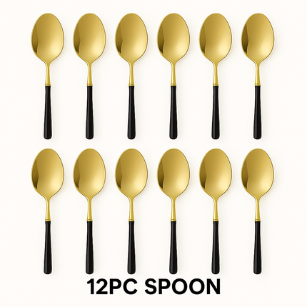 Eco-Friendly Biodegradable Acrylic Gold Cutlery(Golden-Black-Spoon)