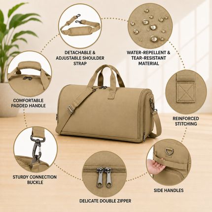 Premium Travel Duffel Bag (Khaki)