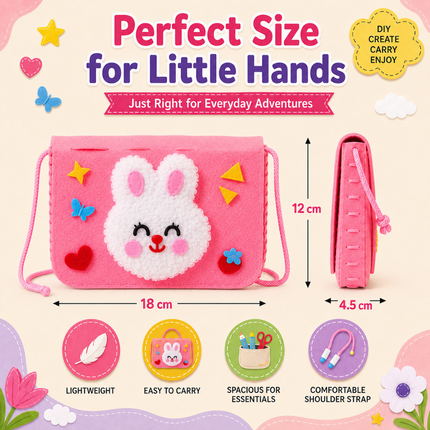 Handmade DIY Felt Shoulder Bag Craft Kit for Kids(Pink)