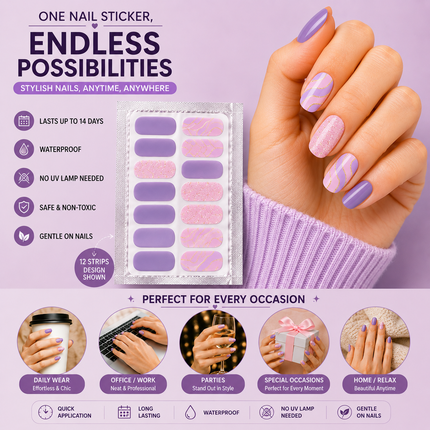 Nail Stickers Combo for Hands & Toes, Pack of 12 Sheets (Design-01)