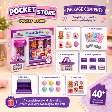 Mini DIY Pretend Play Shop Kit for Kids (Purple)