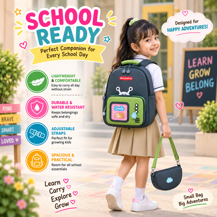 Kids School Backpack with Matching Sling Bag(Grey)
