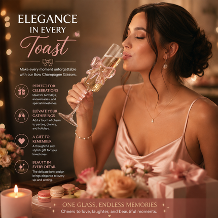 Coslifestore Premium Bow Champagne Glass Set of 6