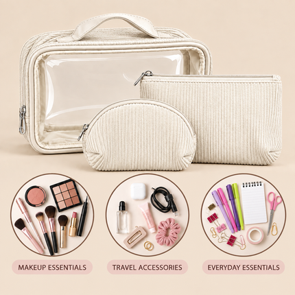 Multipurpose Cosmetic Pouch (White)