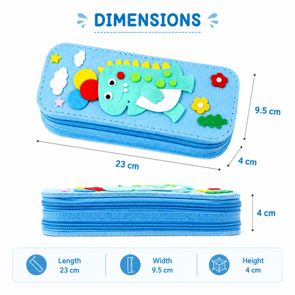 DIY Felt Pencil Case Sewing Kit for Kids with Zipper (Dinosaurs)