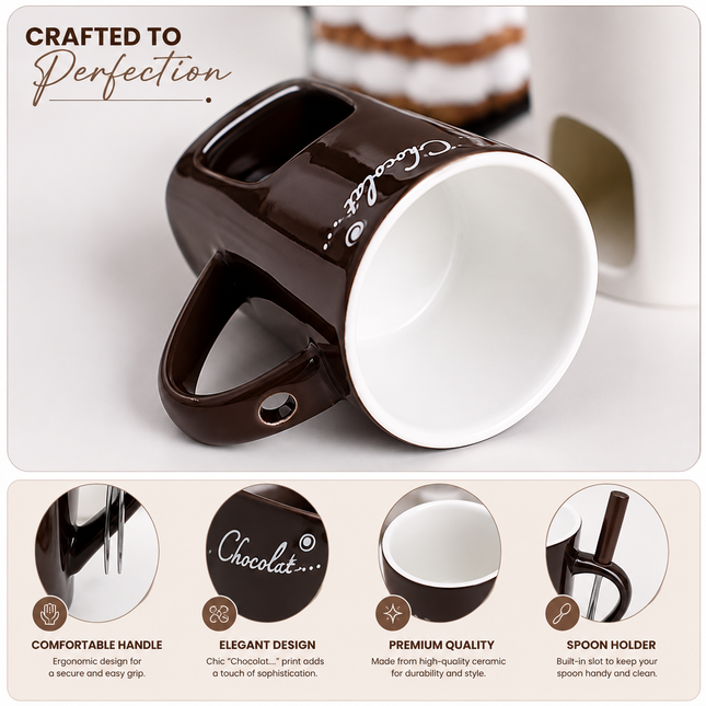 Chocolate Fondue Mug for Desserts & Drinks (Brown)