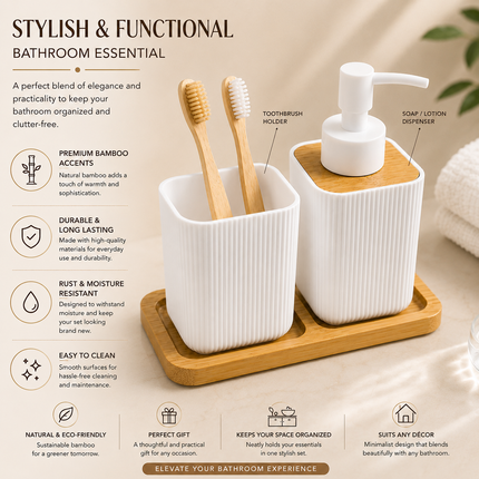 Bathroom Countertop Accessories Set (White)