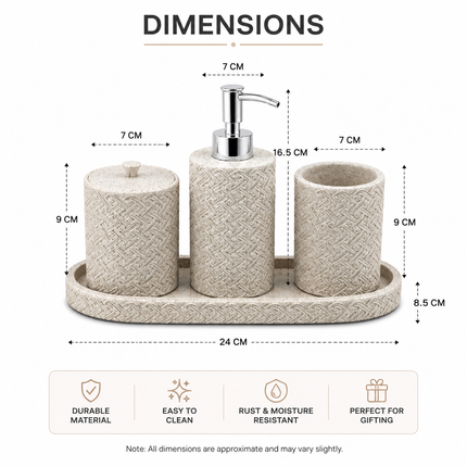 Bathroom Accessories Set of 4 (Beige)
