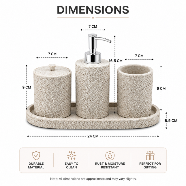 Bathroom Accessories Set of 4 (Beige)