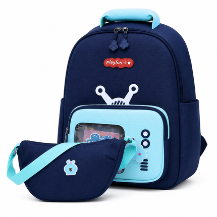 Kids School Backpack with Matching Sling Bag B (Navy)