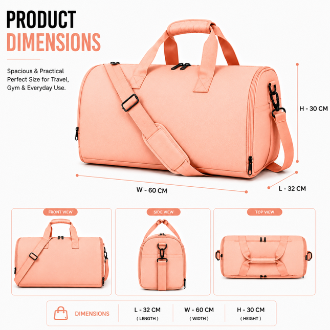 Premium Travel Duffel Bag(Peach)