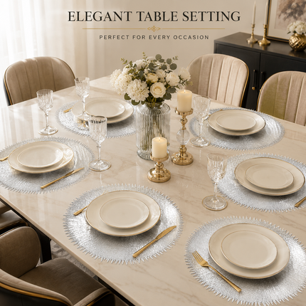 Table Mats Pack of 6 for Dining & Home Decor (Silver)