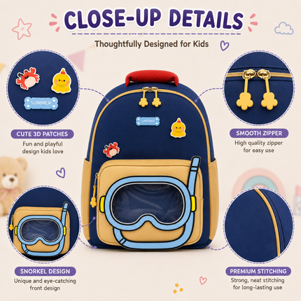 Kids School Backpack with Matching Sling Bag(Navy)