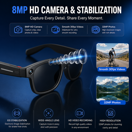 AI Smart Glasses with HD Camera & Bluetooth Voice Control