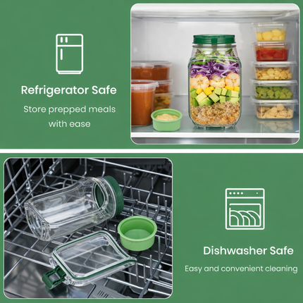 Leak-Proof Salad Jar with Separate Dressing Cup