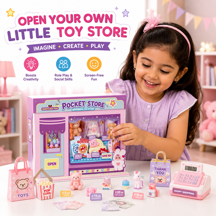 Mini DIY Pretend Play Shop Kit for Kids (Purple)