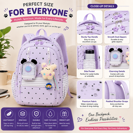 Coslifestore Cute Polka Dot Backpack for Girls, Teens & Women (Lavender)