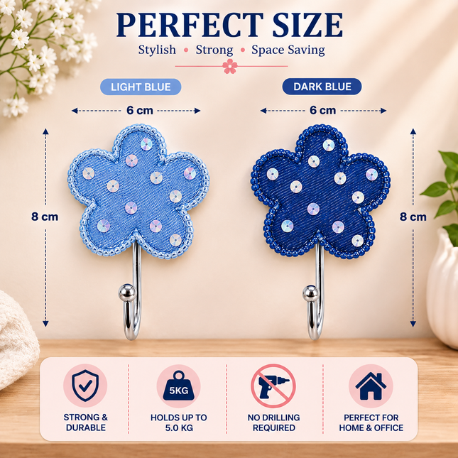 Cute Decorative Wall Hooks Pack of 2 (Flower)