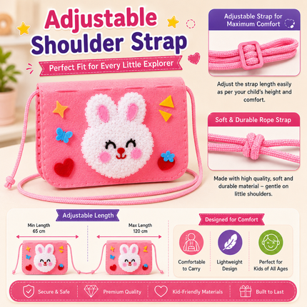 Handmade DIY Felt Shoulder Bag Craft Kit for Kids(Pink)
