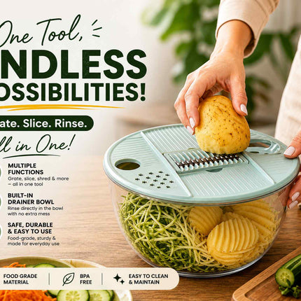 Multifunction Vegetable Chopper with Salad Spinner Bowl