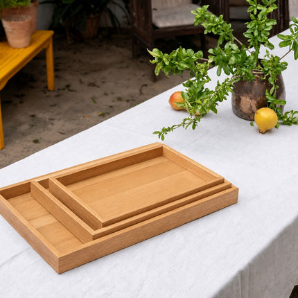 Premium Wooden Tray Set (Beige)