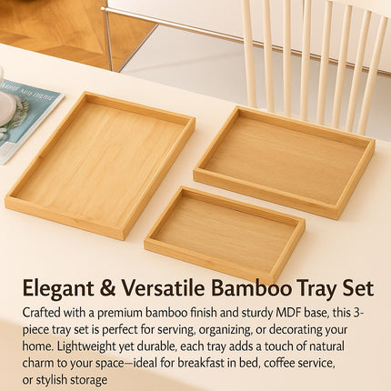 Premium Wooden Tray Set (Beige)