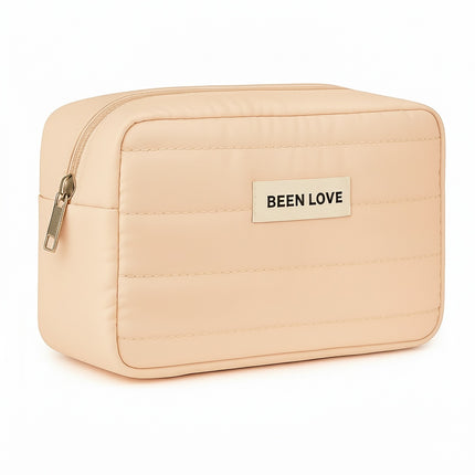 Quilted Makeup Travel Bag (Peach)