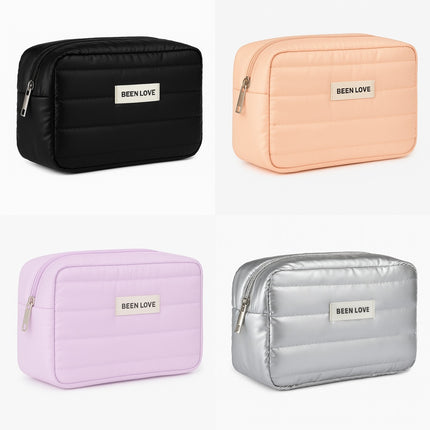 Quilted Makeup Travel Bag (Peach)