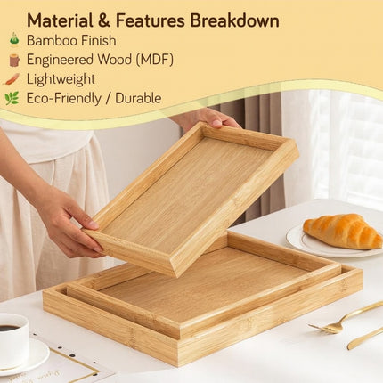 Premium Wooden Tray Set (Beige)