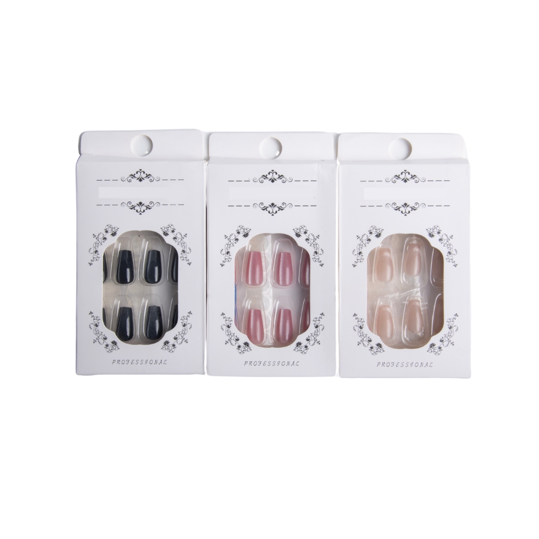 Coslifestore- Glossy Cats Eye Reusable Artificial Press on Nails, Fake Nail 72 PCS Set-3 shades-3 packs Lightweight & Long Lasting| Easy To Use Press on Nails with Kit-(Pink, Nude, Black)-CH-01