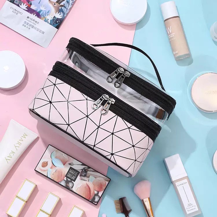 The New Double Layer Cosmetic Bag Portable Multi Function Storage Water Proof Makeup Bag